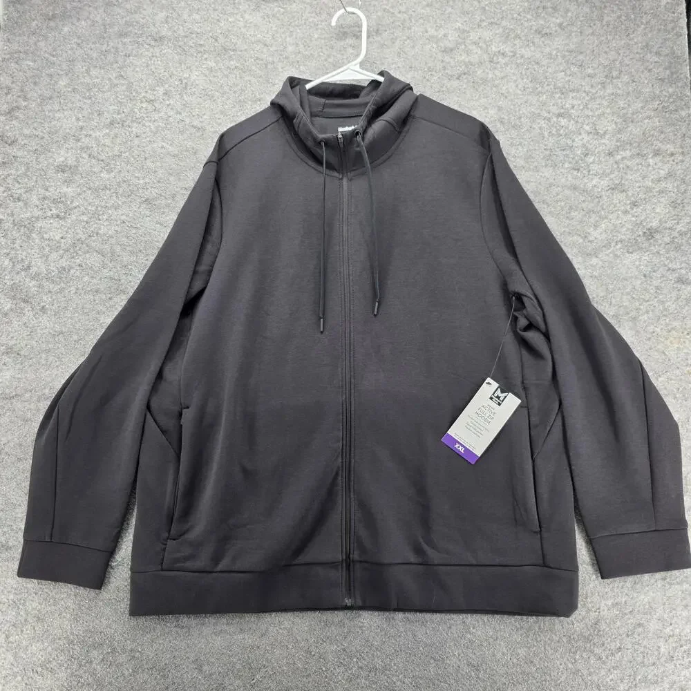 Member's Mark Hoodie Mens 2XL Black Full Zip Hooded Pockets Tagless Stretch